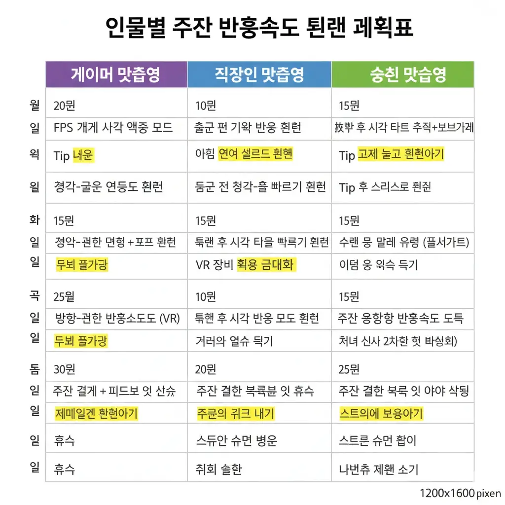 주간 훈련 계획표 이미지